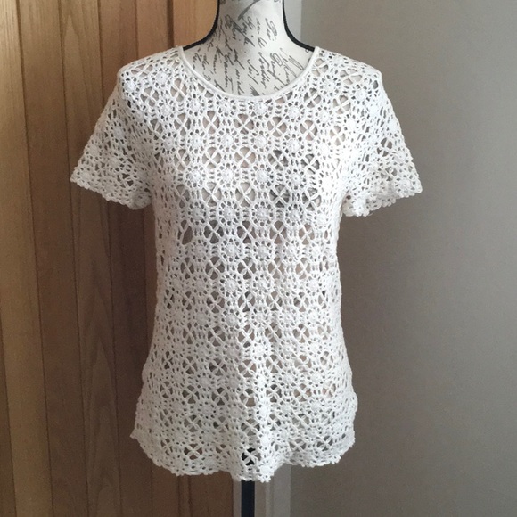 Beautiful Catherine Malandrino Crochet Cotton Knit Top! M - Picture 1 of 12